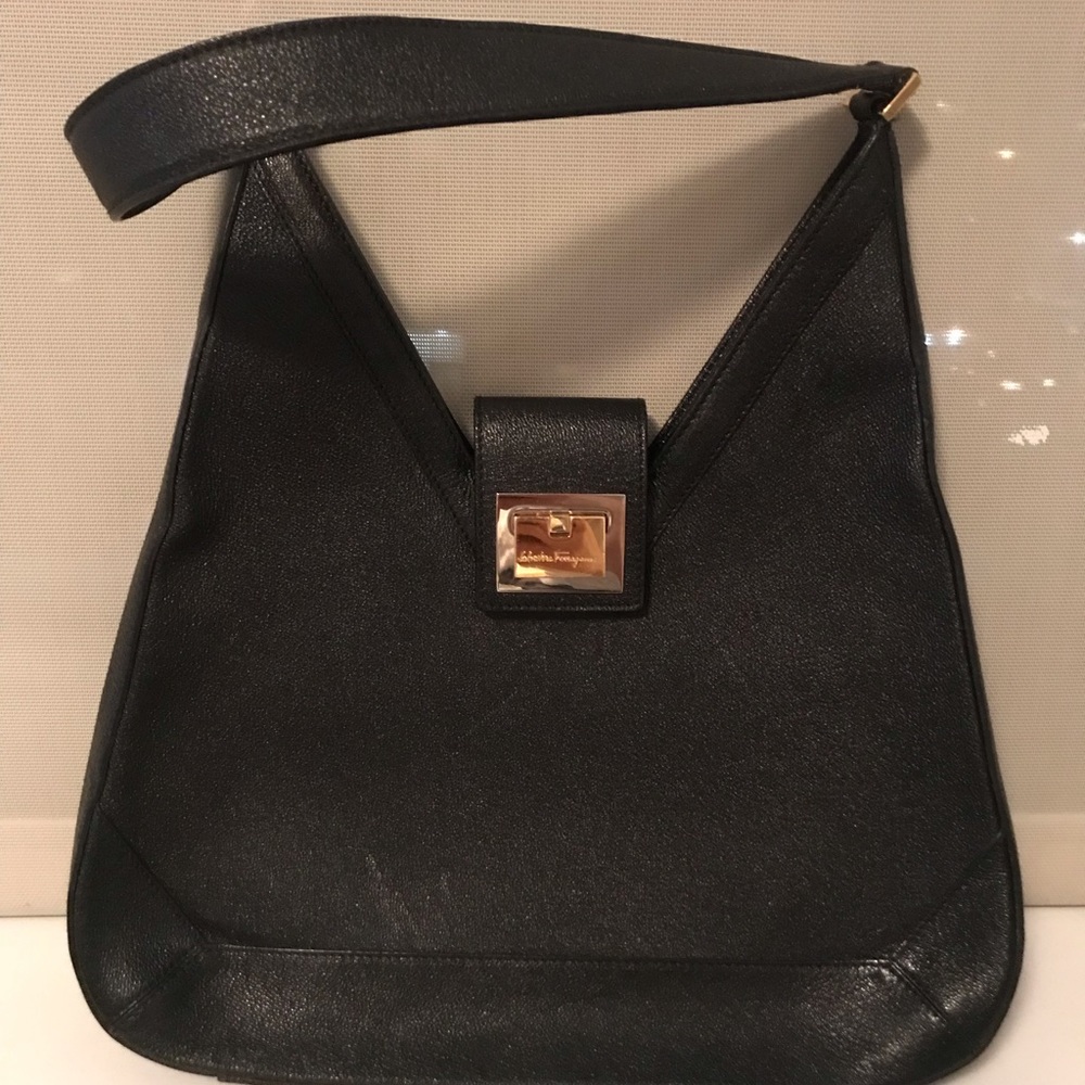 Salvatore Ferragamo leather bag red suede interior